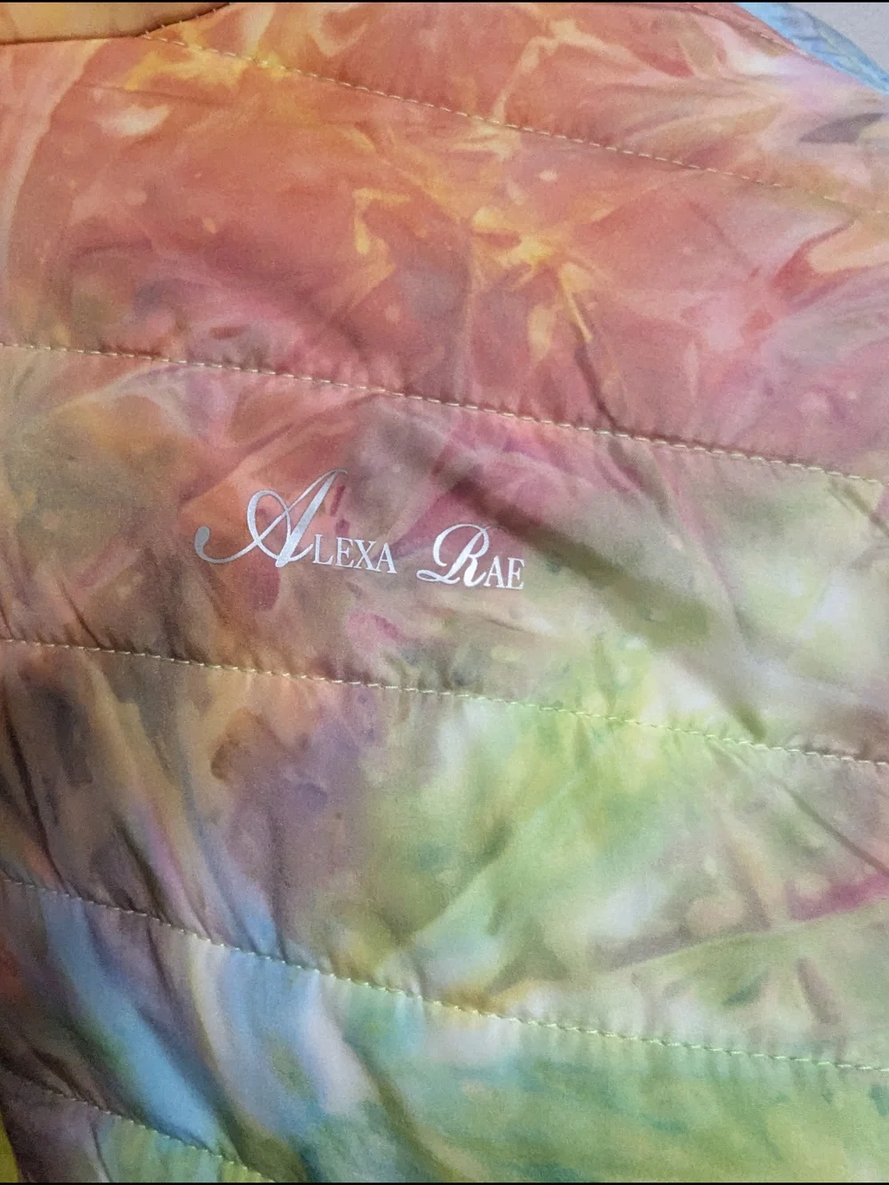 Alexa Rae Youth Puffer Jacket Sz 16 Large Tie Dye Pastel Rainbow Hooded K-386